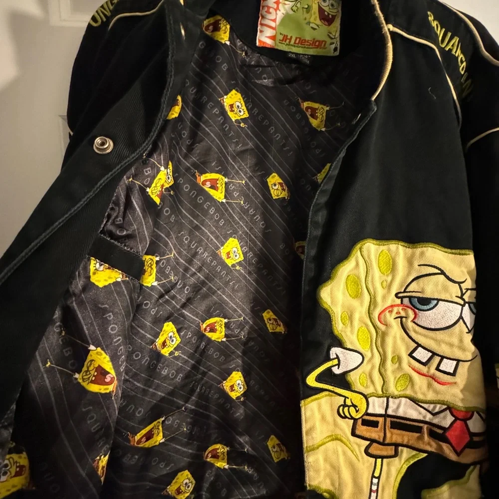 Vintage Nickelodeon Sponge Bob NASCAR racing men’s jacket 2XL JH Design black - Picture 4 of 6